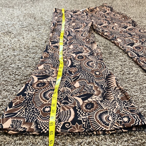 By Anthropologie Drapey Flare Bell Bottom Mod Tropical Tribal Print Pant 14 - Picture 14 of 16